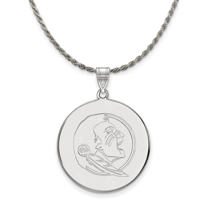 Sterling Silver Florida State Xl Disc Pendant Necklace - 18 Inch